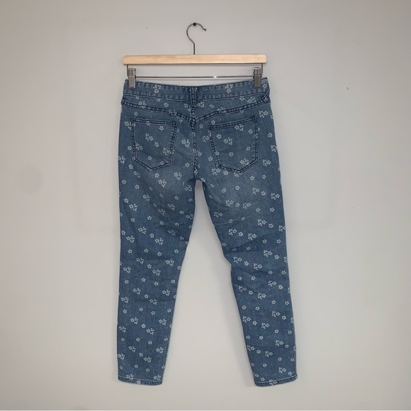 Free People  Ditsy Floral Jeans Women’s Size 27 Blue Ankle Crop Skinny‎ Boho - Picture 6 of 9